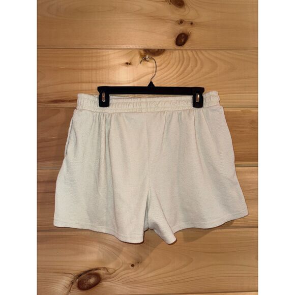 Women's Cream Waffle Knit Boxer Style Lounge Shorts - Picture 3 of 3